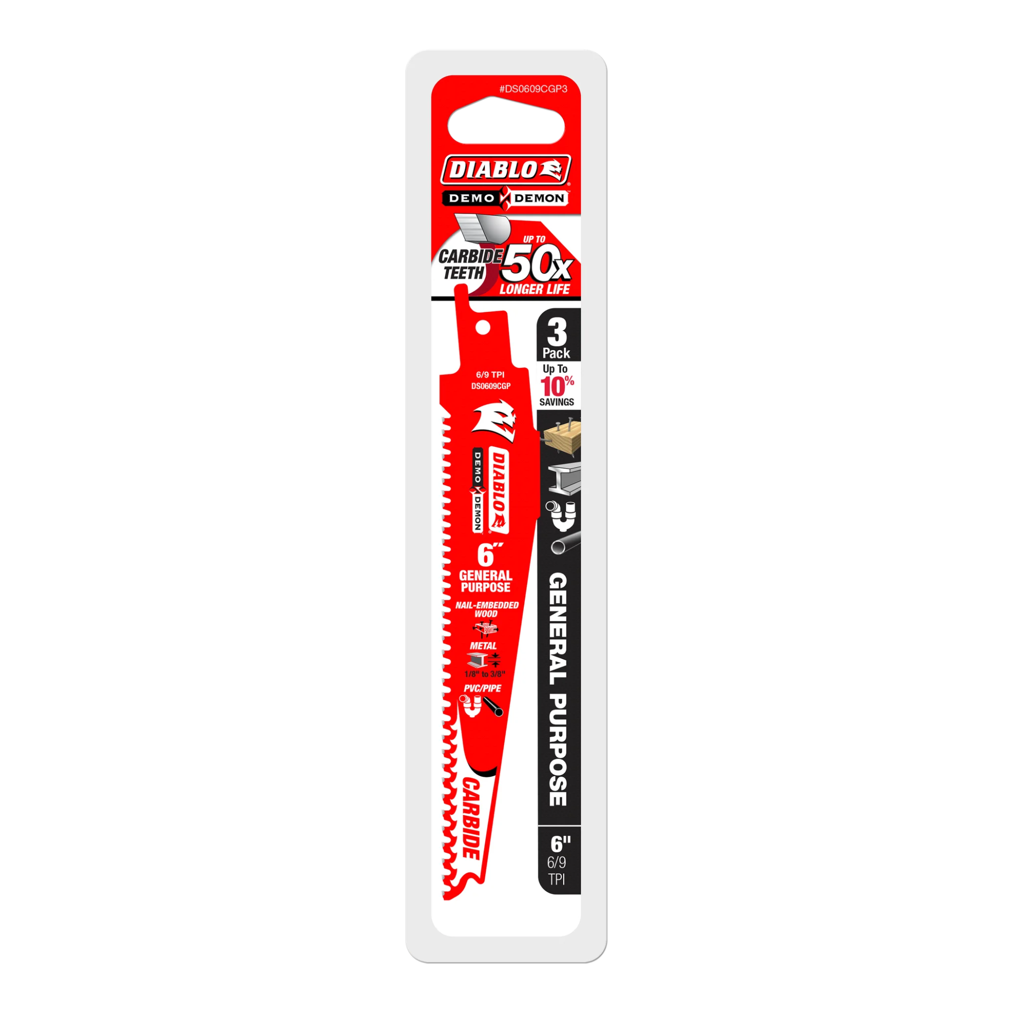 Diablo Demo Demon Carbide Reciprocating Saw Blades for General Purpose Cuts (3-Pack) from GME Supply